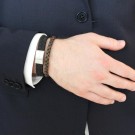 Son of Noa - Armbånd i mørkebrunt kalveskinn med forgylt lås thumbnail