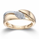 MG Diamonds - Tofarget ring i gult og hvitt gull med diamanter thumbnail