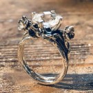 Huldreverket - Isrose ring i oksidert sølv med bergkrystall thumbnail