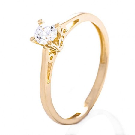 Espeland - Ring, gult gull med Swarovski sten