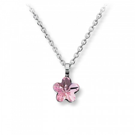 MG Basic - Halssmykke, sølv med rosa swarovski