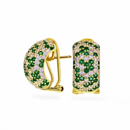 Arne Nordlie - Ørepynt i forgylt sølv med hvit og grønn cz