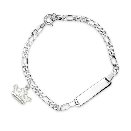 Pia og Per - Armbånd sølv, hvit prinsekrone