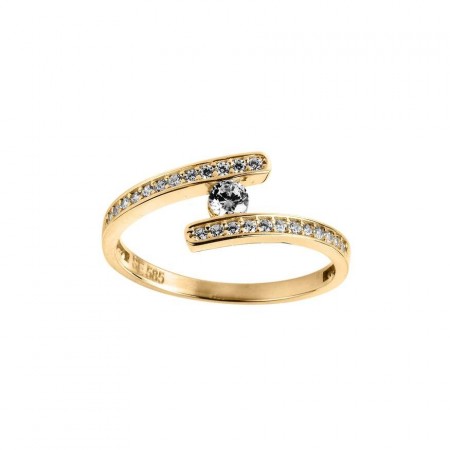 Espeland - Ring i gult gull med Cubic Zirkonia stener