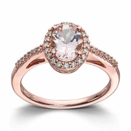 MG Diamonds - Ring i rosègull med morganitt og diamanter