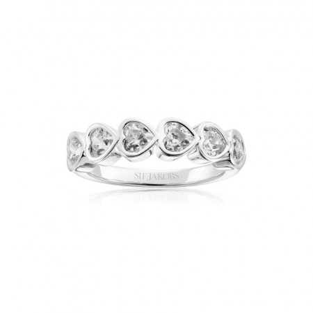 Sif Jakobs - Ring i sølv med cubic zirkonia hjerter