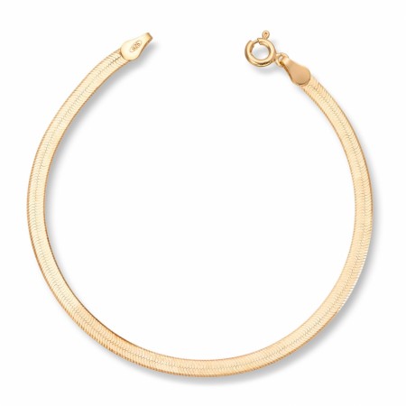 Mestergull - Flat slange armbånd i forgylt sølv