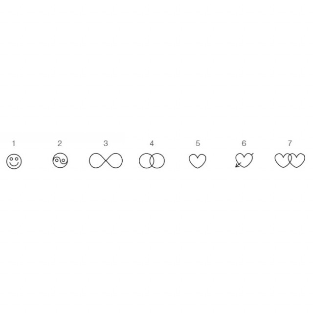 Her kan du se hvilke symbol du ønsker for gravering inne i ringen